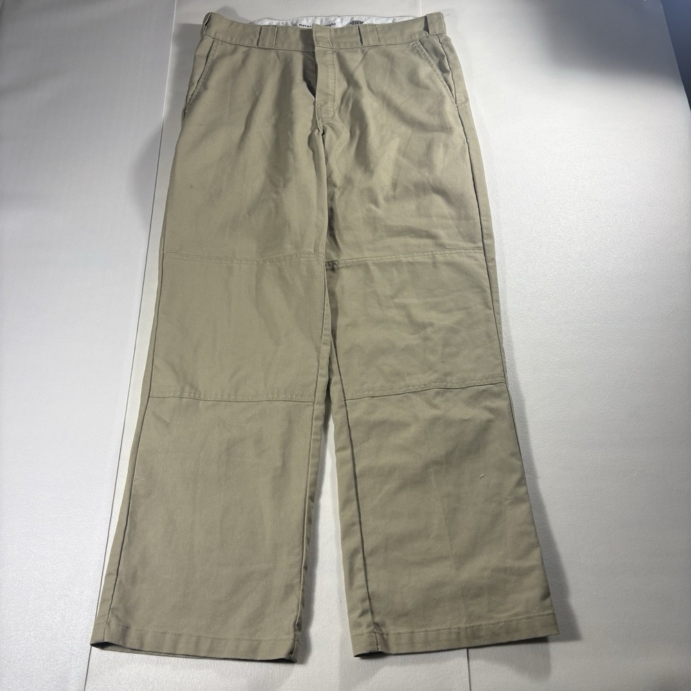 Dickies FLEX Double Knee Work Pants Mens 34x32 Khaki Relaxed Straight Utility